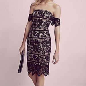 NWT EXPRESS BLACK LACE OFF SHOULDER DRESS S